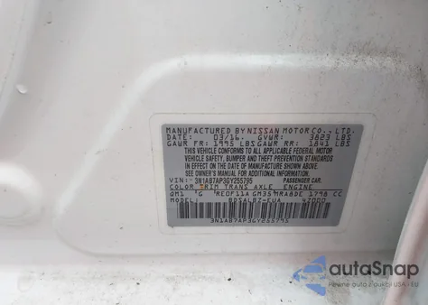 2016 Nissan Sentra Fe+ S/S/Sl/Sr/Sv from USA, damaged, VIN 3N1AB7AP3GY255795